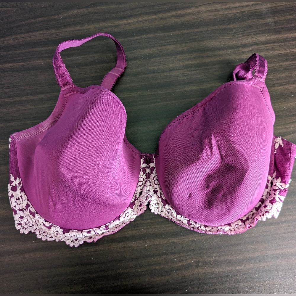 Wacoal Embrace Lace Contour Bra Size 36G Purple Lace 853191 Used Condition